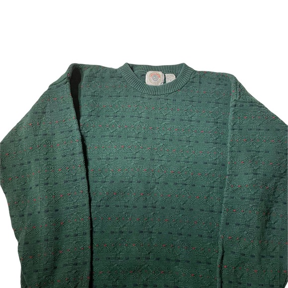 Cape‎ Isle Mens Pullover Knit Crew Neck Sweater Sz Medium Multicolor Green - Picture 2 of 5